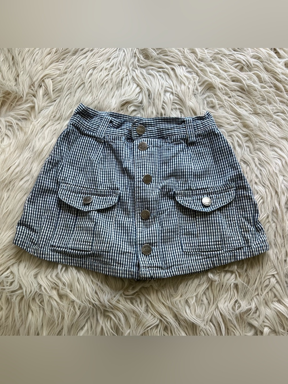 Arizona Jean Company Y2K Short Pleated Seersucker Denim Skort Skirt Kids Size 7